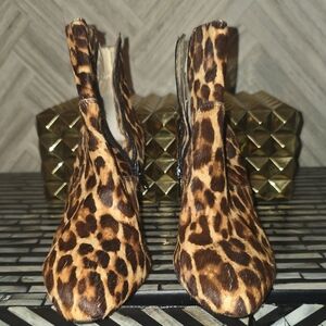 INC International Concepts Calf Hair Booties – Leopard Print (DAMAGED INTERIOR)